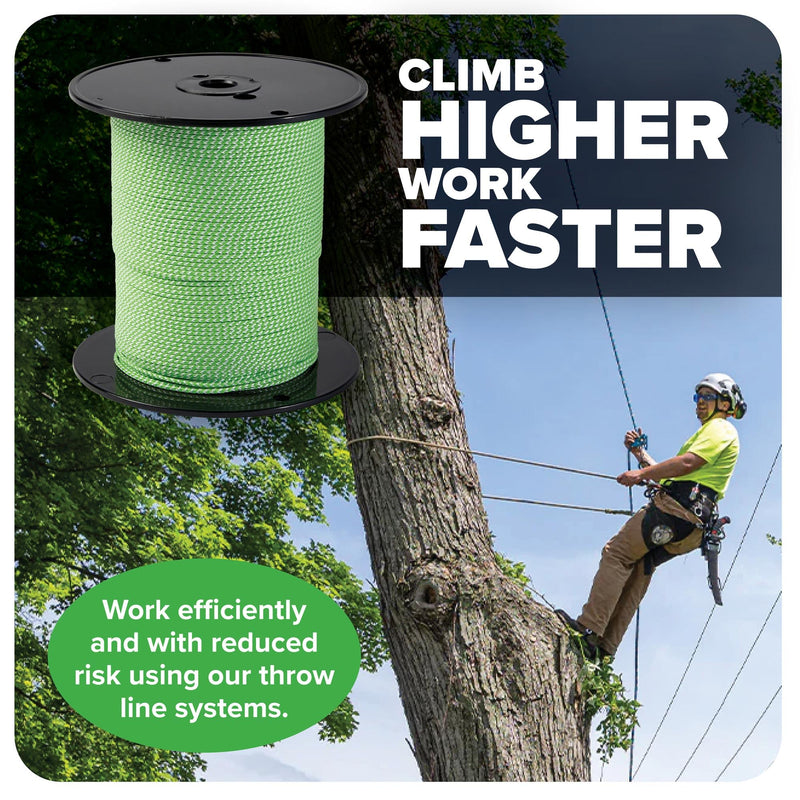 Jameson Poly/Dyneema® Throw Line, 2.5mm x 180 ft, High Strength 450 lbs, Neon Green & White, Compatible with Tru Shot Launcher – Ideal for Arborist & Tree Care
