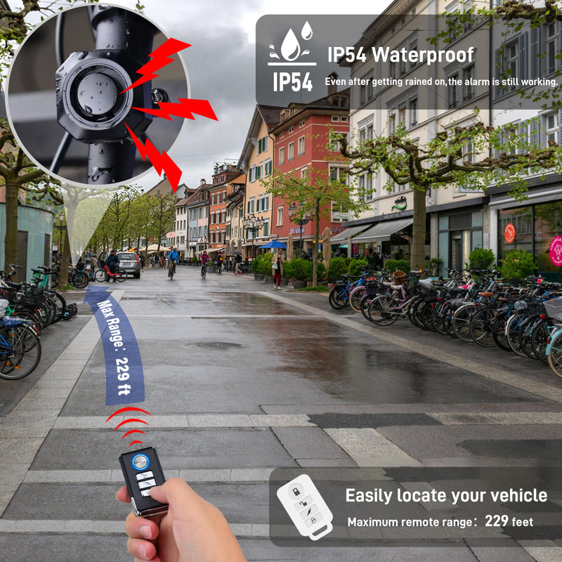 Cruxer Bike Alarms for Ebikes Accessories, Electric Scooter Accessories, Car Alarm System with Motion Sensor, Wireless Antitheft Products, Waterproof Vibration Bike Alarms for Ebikes Bike Scooter Car Square-2PK