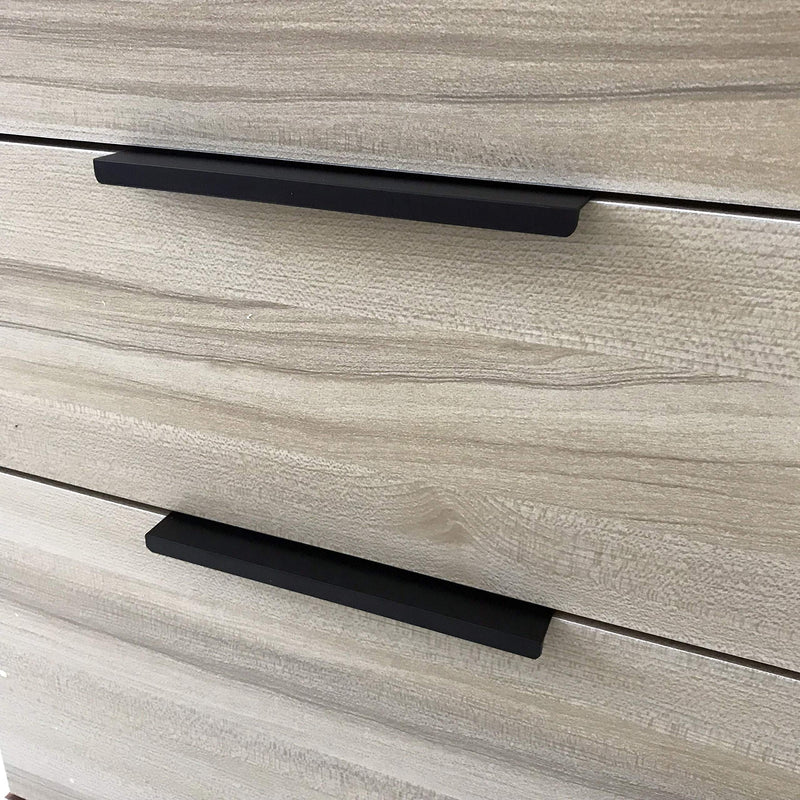 Jetland Cabinets Drawers Edge Pulls - 8-Pack, 6" Overall Length, Black, Concealed Tab Pulls for Kitchen Garage Cabinet Drawers, PW5018B128