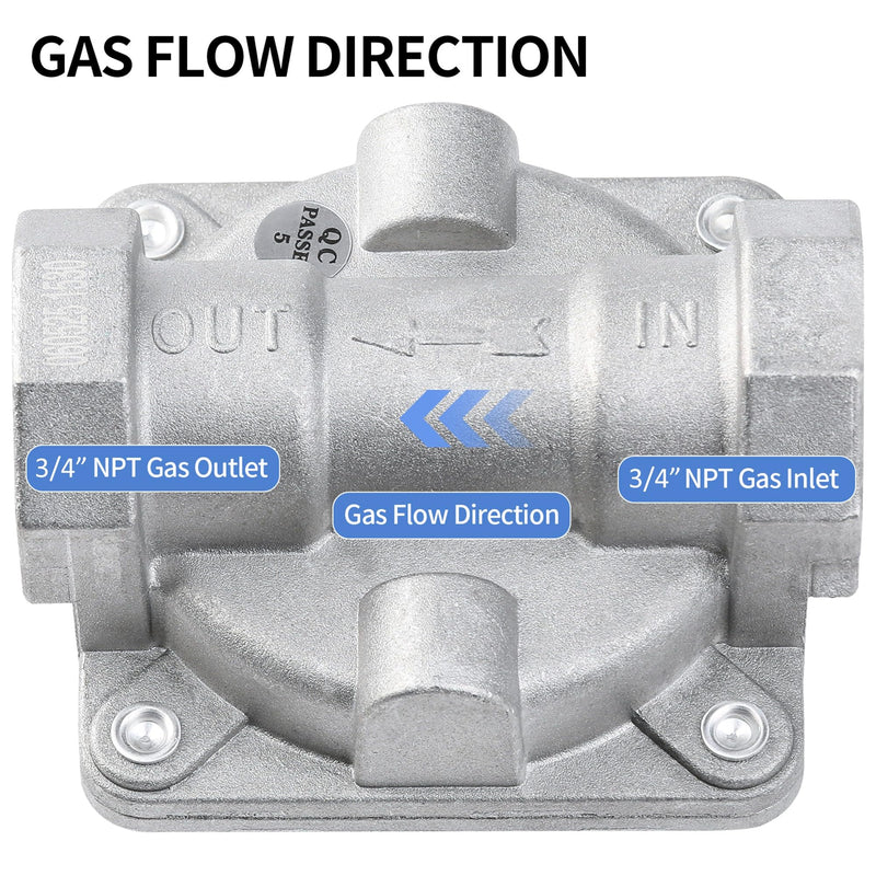 BurnTouch Gas Regulator 7015-4010 1/2 PSIG 3/4" NPT Natural Gas and Liquid Propane NAT 4" - LPG 10" WC, for Awoco Gas Ranges