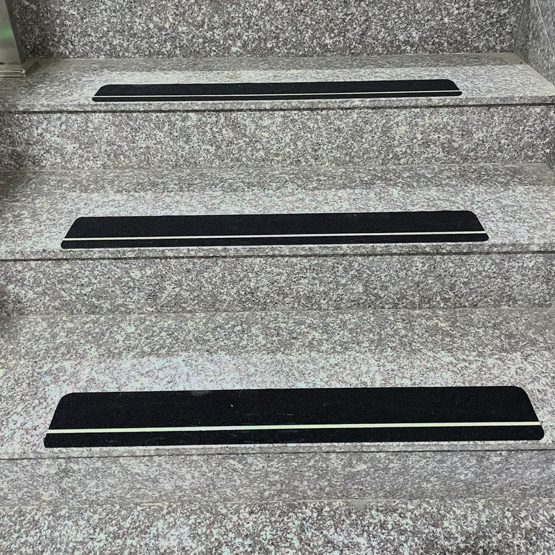 COSIMIXO 4" x 33FT Anti Slip Tape with Glow in The Dark Stripe,Premium Grip Tape Non Slip Stair Treads Tape,Non Skid Tape, High Traction Adhesive for Stairs Step Black/Green 4Inch x 33Ft
