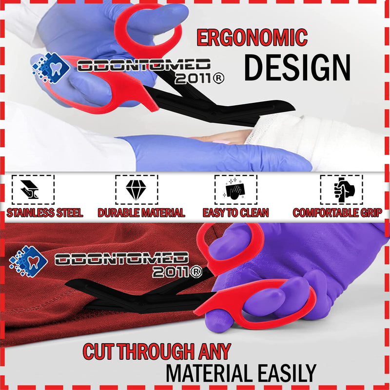 Red Fluoride Coated Trauma Paramedic EMT Shears Scissors 7.5" (ODONTOMED2011 Brand)