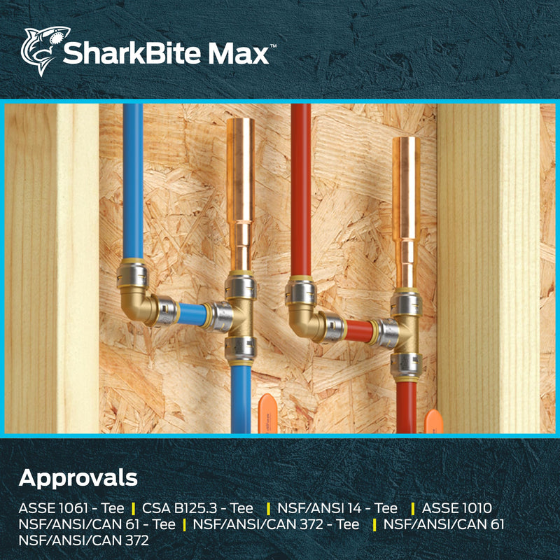 SharkBite Max 3/4 Inch Water Hammer Arrestor, Push-to-Connect Brass Plumbing Fitting, UR22632 3/4 in. SharkBite Max