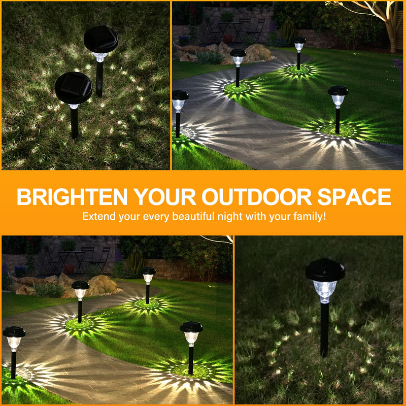 Siatom Solar Pathway Lights 10 Pack, Bright Solar Path Lights Outdoor Waterproof IP65, Walking Path Solar Lights for Outside, Garden, Lawn, Walkway, Yard (Cold White)