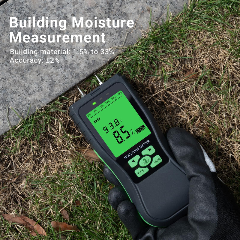 Digital Wood Moisture Meter, Water Leak Detector, Building Materials Humidity Tester, Pin Type Moisture Meter for Wall Masonry Concrete Cardboard Paper Firewood