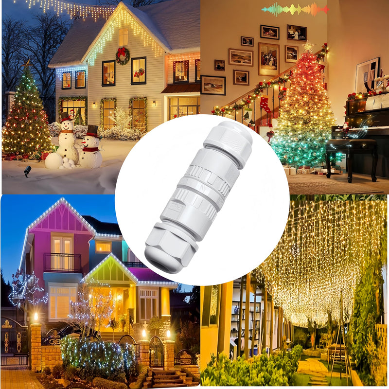 Waterproof Electrical Connectors for Govee Permanent Outdoor Lights,Junction Box Waterproof for Outdoor Road Landscape Lights,External Cord Boxes,Cable Diameter Ø5-12mm (5pcs) white-5