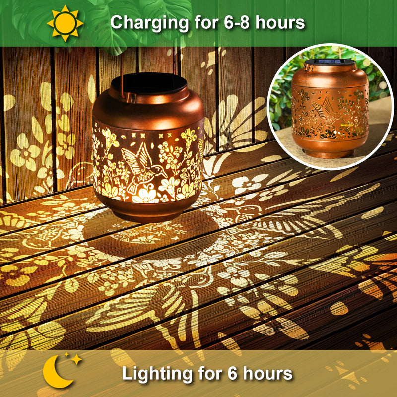 Solar Lantern Solar Lights Outdoor Waterproof Gifts for Women Mom Grandma Hummingbird Christmas Decorations Outside Garden Decor Hanging Solar Lights Metal Led Lantern for Yard, Backyard,Patio,Porch 1