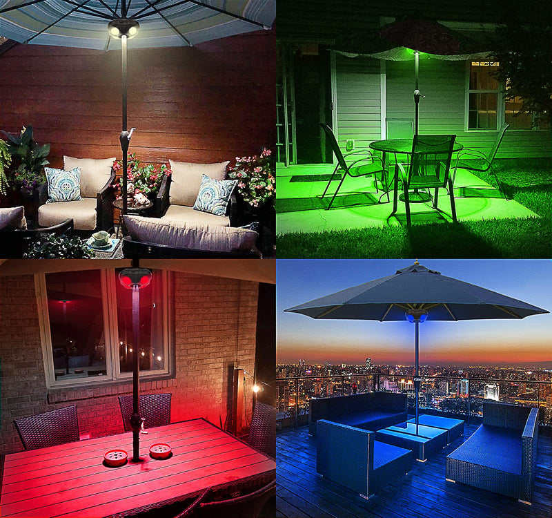 HONWELL Patio Umbrella Light Outdoor Wireless Battery Operated LED Table Umbrella Lights with Remote, 12 Color Changing Outside Umbrella Pole Light, Camping Lights for Umbrellas (Brown) brown