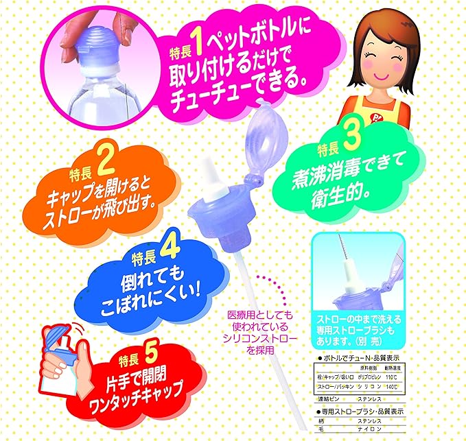 PIP BABY Pip Baby Straw Cap Body Pop-Up Straw Bottle Chew N Boil Disinfection Hygienic - NewNest Australia