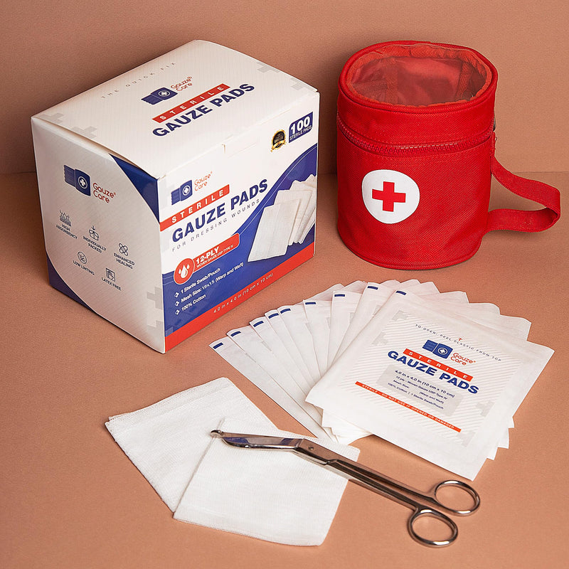 100pc Large Sterile Gauze Pads 4x4 Sterile for Wounds Bulk - 12ply Woven Gauze Sponges 4x4 Sterile - USP IV Breathable Mesh 4x4 Gauze Pads Sterile for Enhanced Absorption - First Aid Medical Woven Gauze Pads 100% Cotton Woven 4"x4" 100 Count