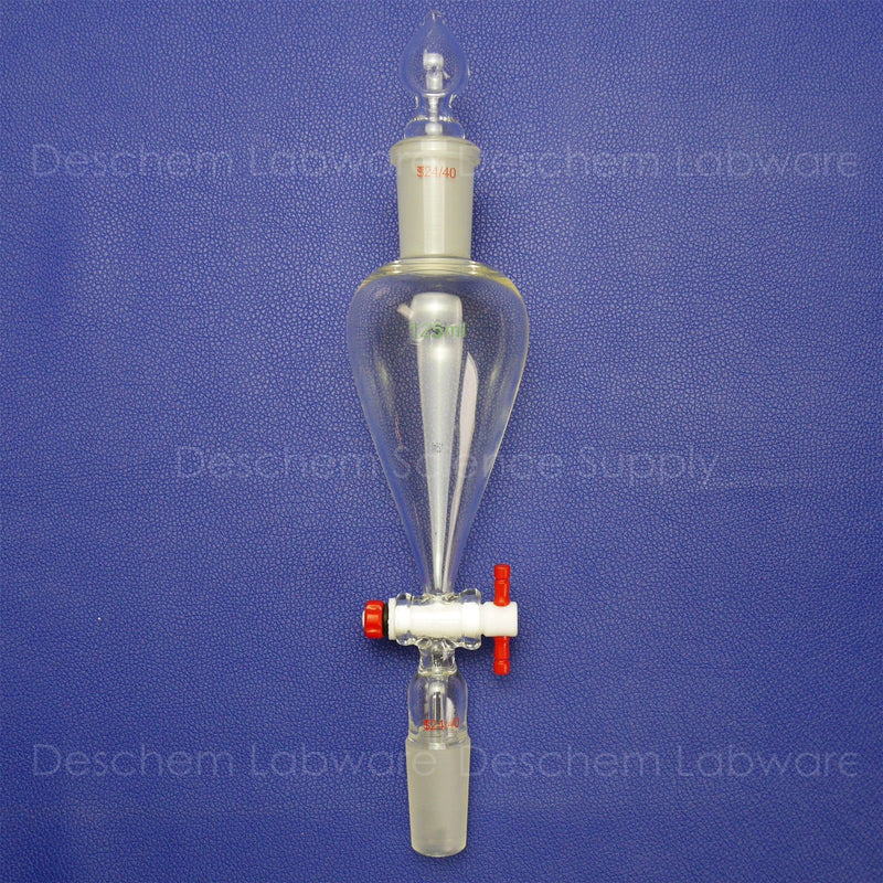 125ml,24/40,Lab Glass Pyriform Separatory Funnel,PTFE Stopcock,Ground Joints,Pear Shape 125ml