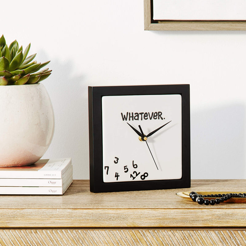 Enesco Whatever. Scrambled Numbers Always Late 7.5 x 7.5 Inch Square Hanging Wall Clock