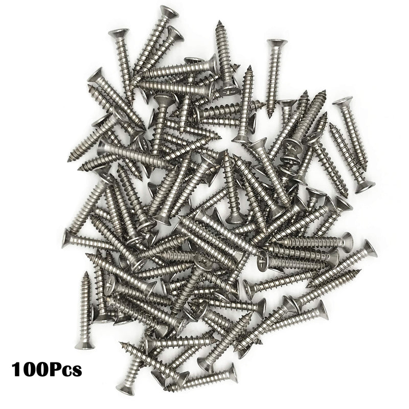 5 x 30mm Screw, Flat Head, Phillips Drive, Self Drilling, 304 Stainless Steel Drywall Wood Screws 100Pcs 5 x 30mm