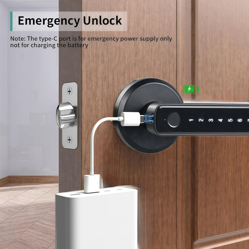 Smart Fingerprint Door Knob,Biometric Fingerprint Door Lock,Keyless Entry Door Lock with Handle,Thumbprint Code Door Locks for Rental, Bedroom, Office and Hotel