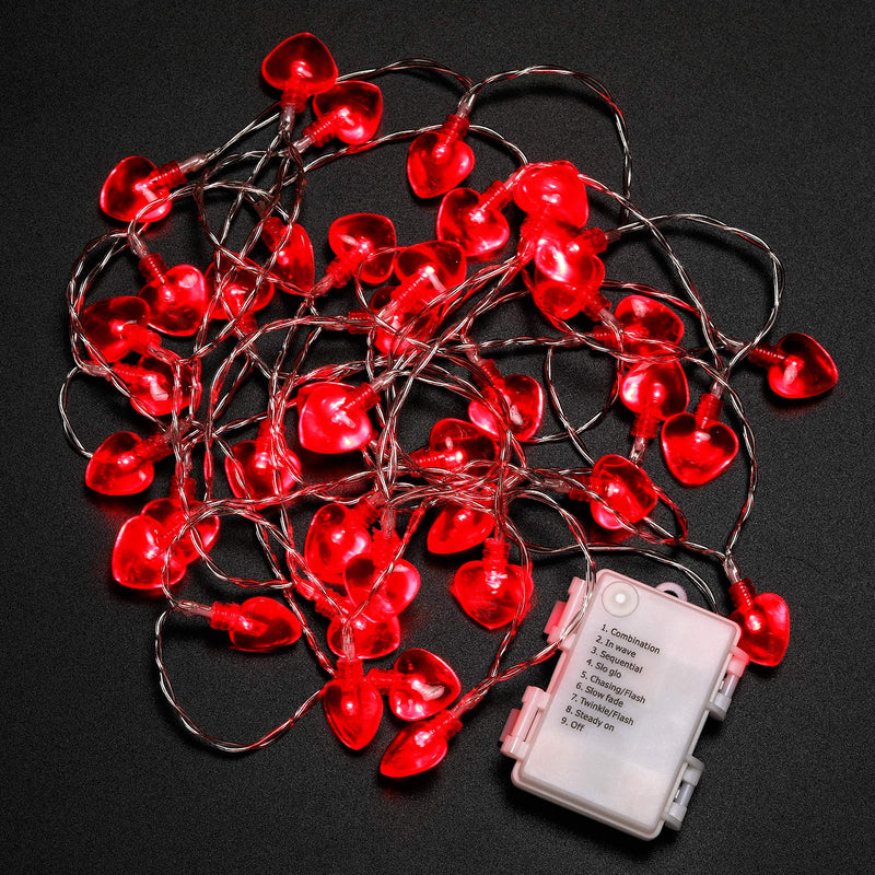 Luditek 14.7ft 40LED Valentines Day Decorations String Lights, Battery Operated Heart Shape Hanging Garland Valentines Day Decor for Indoor Outdoor Home Room Party Wedding 1 PACK