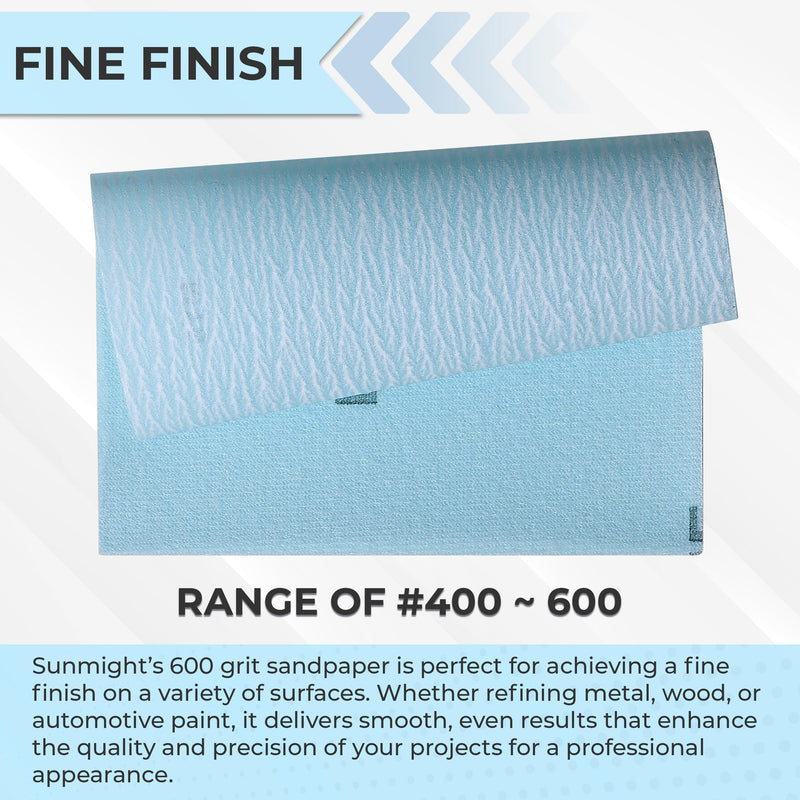 Sunmight 600G Grip 25 Flexible Sanding Sheets - Premium Aluminum Oxide - Flexible Sandpaper Film Backing - Ceramic Alumina Grit - Sandpaper for Wood, Metal, Plastic & Automotive Blue