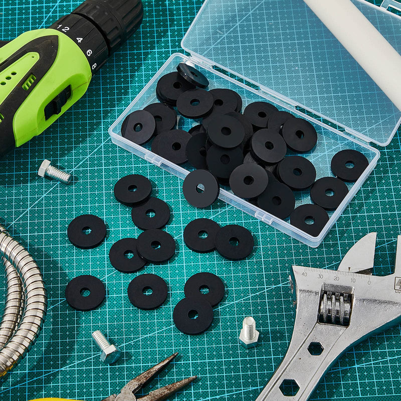 Rubber Washer Heavy Duty Abrasion Resistant Rubber, 1 OD x 1/4 ID x 1/8 Thickness Rubber Flat Washer Flat Rubber Grommets Black Rubber Washers for Bolts Spacers, Vibration Suppression (25 Pieces) 25
