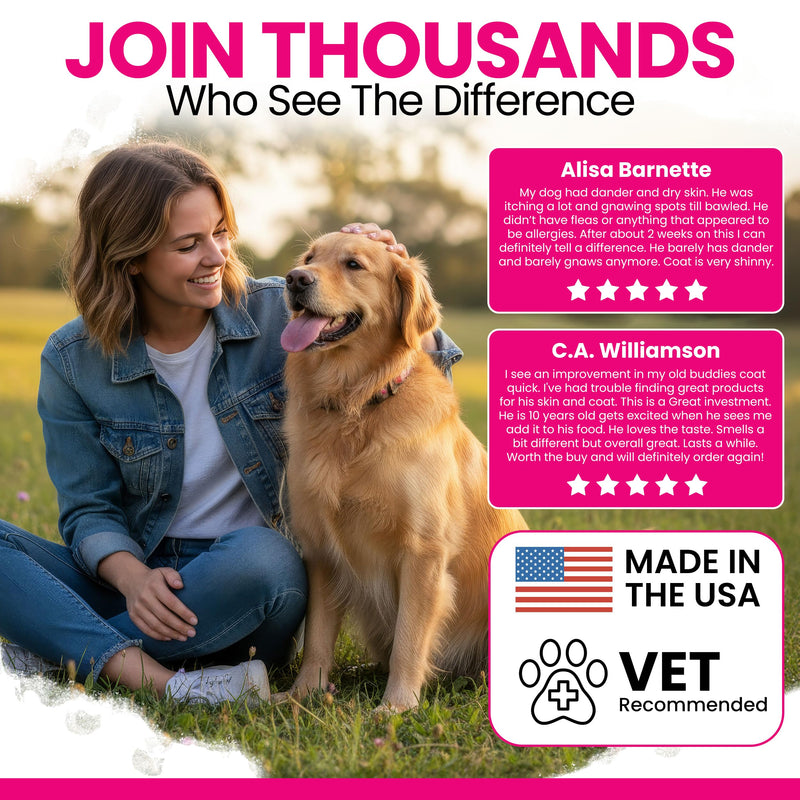Omega 3 Powder for Dogs - 5.4 oz of Dog Powder Supplement for Skin and Coat - Made with Omega 3, 6, and 9 Fatty Acids, Biotin, and Vitamin C - Made in the USA 5.4 Oz.