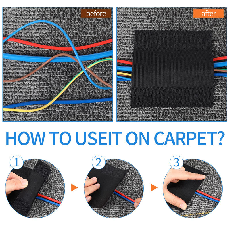 WILLBOND Carpet Cord Cover Cable Grip Floor Cover Cable Protector Management Only for Commercial Office Carpet(Black,39.37 ft) 39.37 ft Black