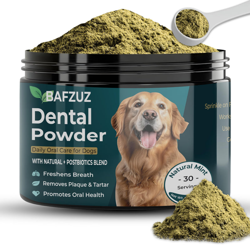 Dog Dental Powder - Plaque & Tartar Support - Fresh Breath & Oral Health - Natural Brown Algae Formula - 30-Day Supply (150g)