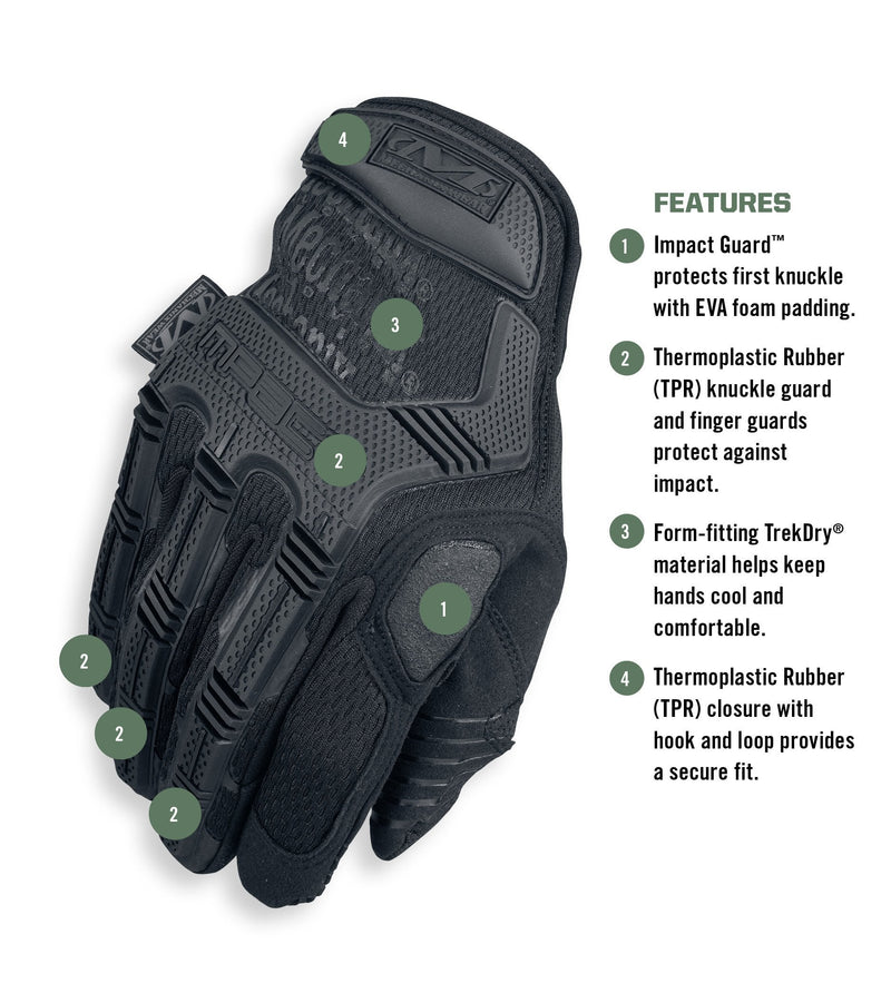 Mechanix Wear: M-Pact Covert Tactical Gloves with Secure Fit, Touchscreen Capable Safety Gloves for Men, Work Gloves with Impact Protection and Vibration Absorption (Black, Large) Black