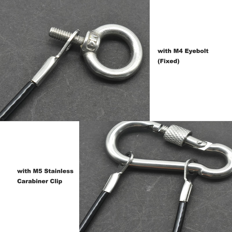 10 Pcs 1/8"(3mm) Wire 12" Vinyl Coated Stainless Steel Cable with Eyelets Short Wire Rope Lanyard Lock Security Chain Link for Outdoor Gates, Black(1/8"x12") 3mm(T) x 12 in/30cm(L)