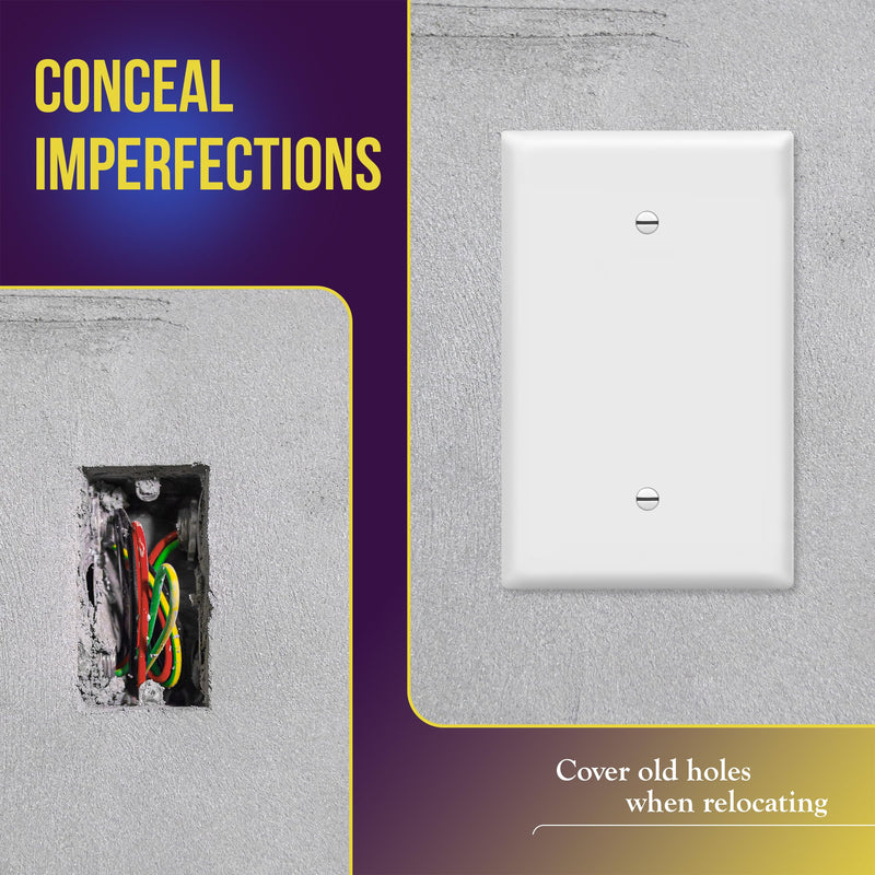 ENERLITES Blank Device Wall Plate, Jumbo Blank Covers, Over-Size 1-Gang 5.5" x 3.5", Unbreakable Polycarbonate Thermoplastic, 8801O-W, White 1 Pack