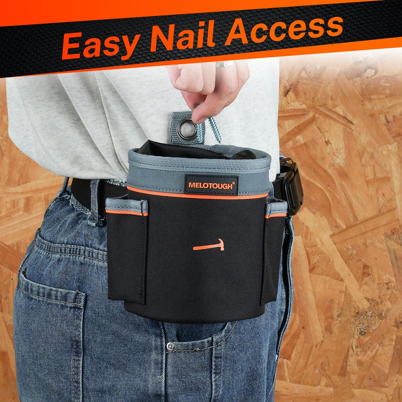 MELOTOUGH Tool Pouch Multi-Pack | Screw, Nail & Bolt Bag Set in 2 Sizes | Clip-On for Tool Belt & Vest | 1, 2 & Combo Pack, 600D Nylon 2Pack