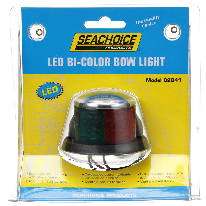 SEACHOICE LED Bow Light, Marine Navigation, Chrome Bi-Color, 2-Mile Visibility for Sail or Powerboats Under 66 Feet