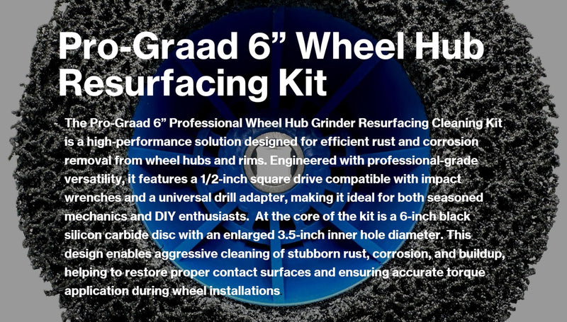 6” Professional Brake Hub Cleaning & Resurfacing Kit – 6” Silicon Carbide Disc with Drill Adapter – Wheel Hub, Rim & Rotor Rust Removal Tool for Cars, Vans, Trucks & Sprinters