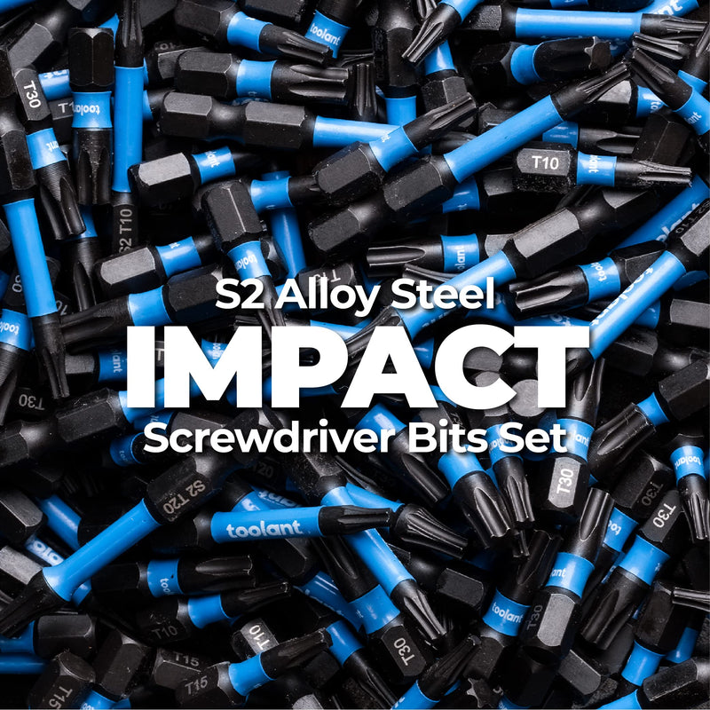 toolant Impact Torx Bit Set 27pcs (TT7-TT40), S2 Steel Security Torx Bit Set, Tamper Proof Star Bit Set with CNC Machined Tips, 1"&2" Long Impact Bits with Magnetic Bit Holder and Storage Box 26+1PCS