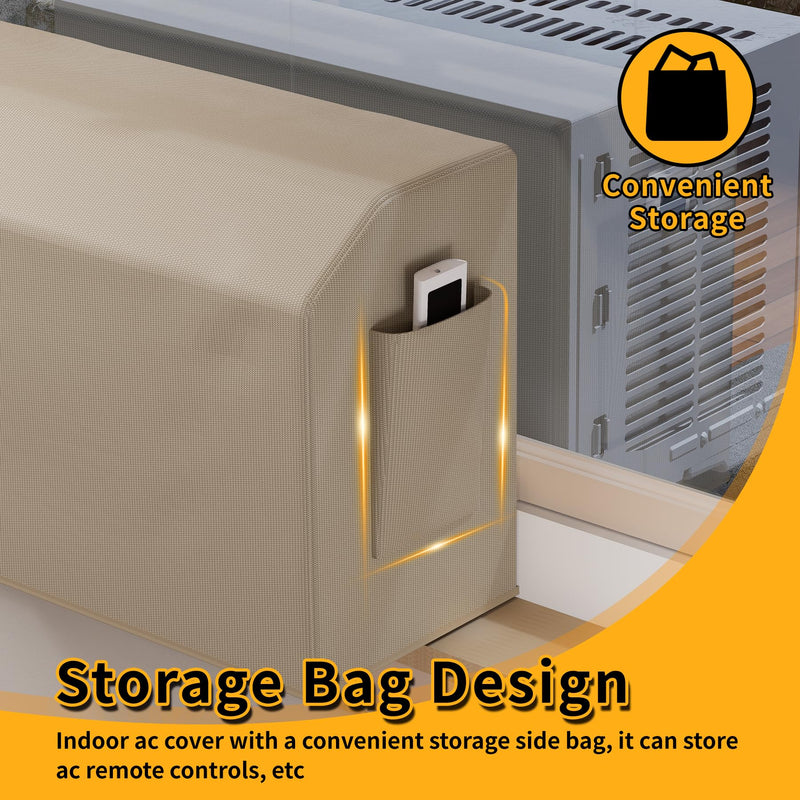 LBG Products Indoor Air Conditioner Covers for U-Shaped 8000/10000/12000 BTU Unit, All Side Covered,with Convenient Storage Side Bag,Window AC Cover for U AC Inside Unit,Block Cold Draft and Dust