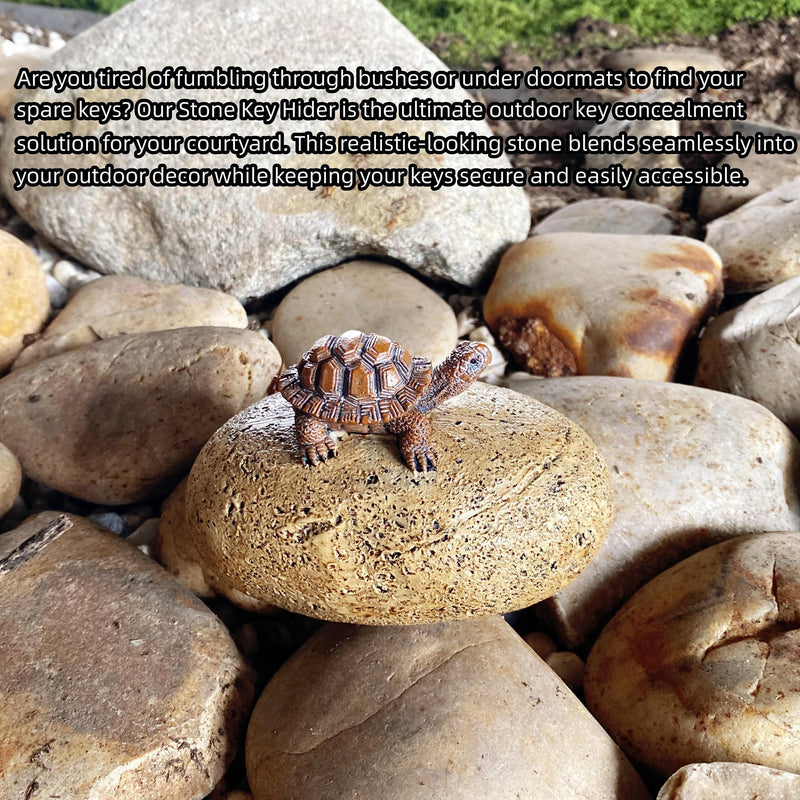 Outdoor Key Hider – Waterproof Resin Hidden Key Box for Garden, Yard, and Home Security – Perfect Secret Storage Solution for Spare Keys Stone and Turtle Style