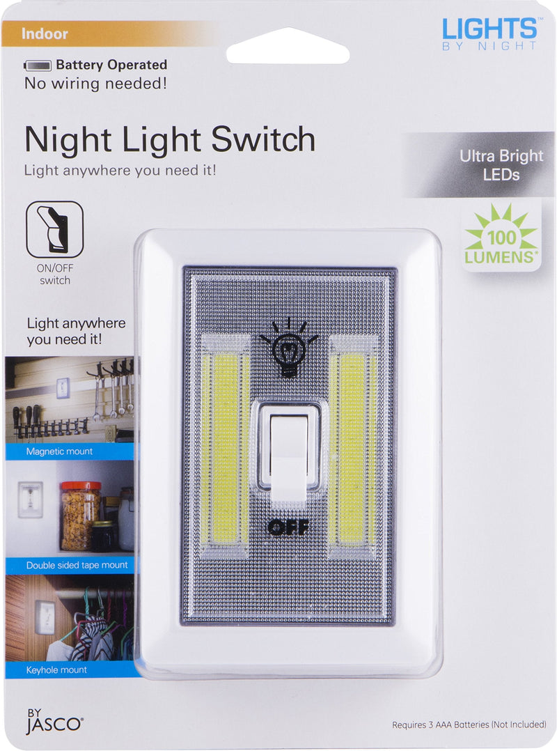Lights by Night Wireless LED Light Switch, Battery Operated, 100 Lumens, Tap Light, Portable Light Switch, Wireless, Stick-On LED Lights, Under Cabinet, Closet, Basement and More, 39641 White 1 Pack