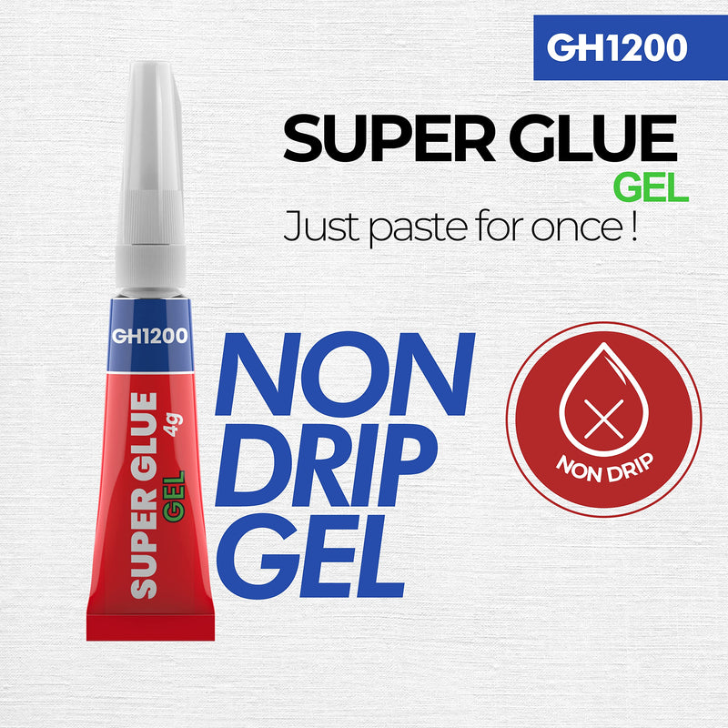 4Gx 5 Value Pack Super Glue Gel All Purpose with Anti Clog Cap. Ca Glue - Strong Adhesive Superglue, Cyanoacrylate Glue for DIY Crafts and Many More 4g x 5 Gel