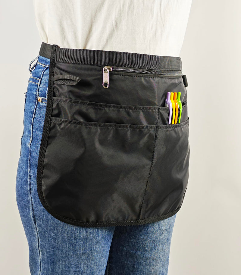 Waterproof Server Apron for Women with 5 Pockets,Quickly Put on and Take off Waitress Aprons,Work Apron for Bartender Barista Black
