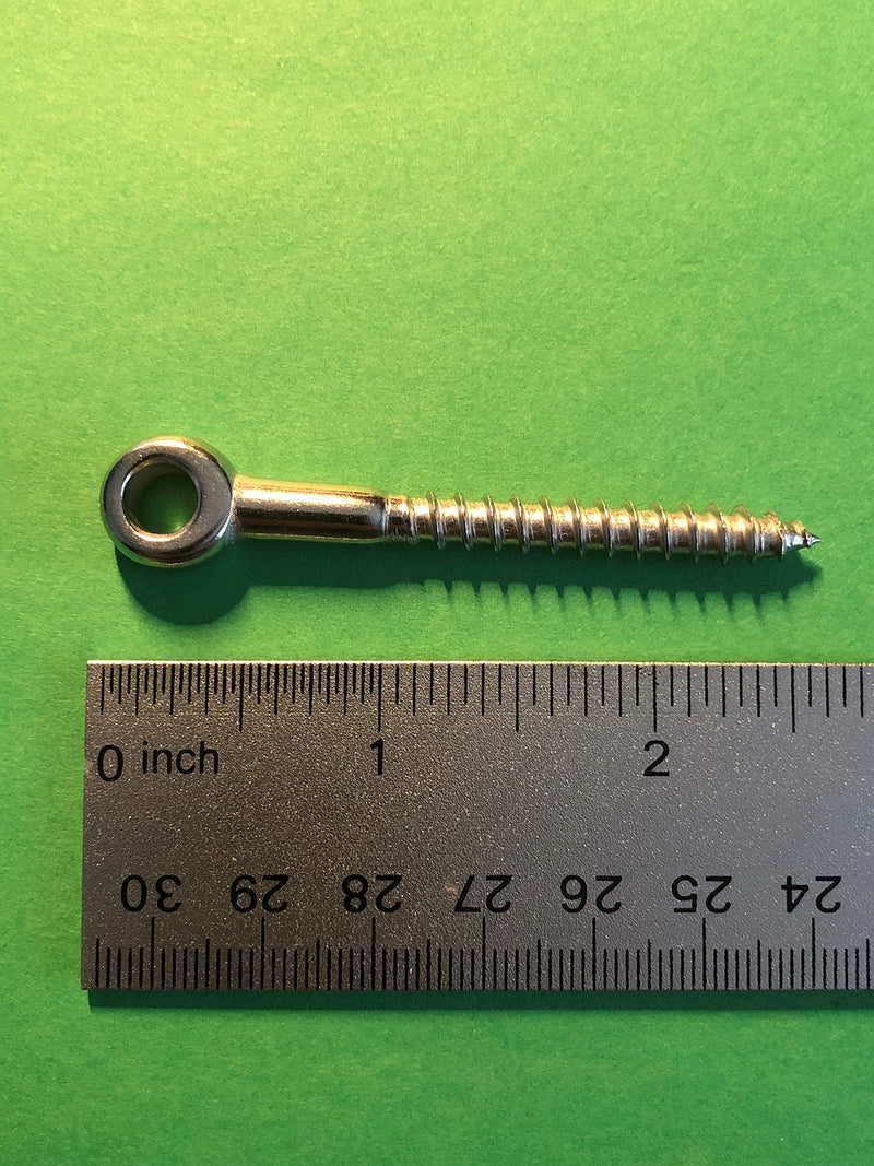 US STAINLESS 20 Pieces Stainless Steel 316 1/4" x 2" (6mm x 55mm) Lag Screw Eye Bolt Marine Grade for 1/8" Wire Rope