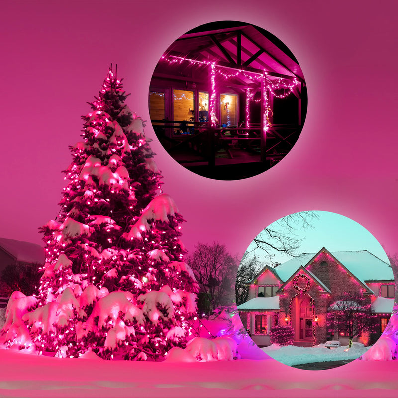 Pink Christmas String Lights 100 Mini Fairy Lights Set Green Wire 20.6 Ft Traditional Valentines Easter Holiday Décor for Home Christmas Tree Bedroom Patio Wedding Decoration Pink 100 Count