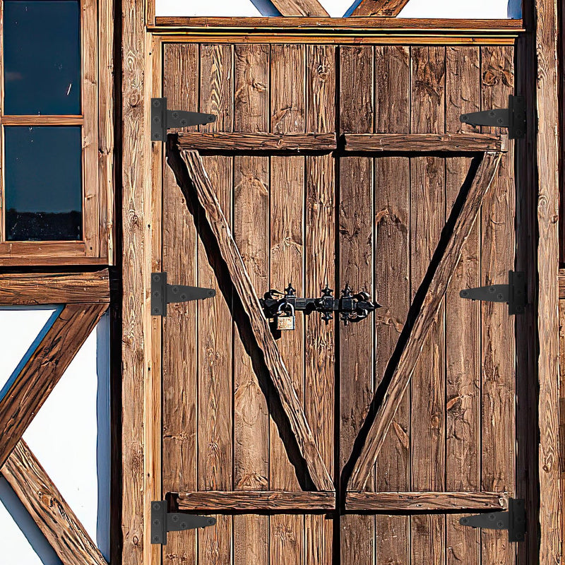 6 Pack 3 Inch T Hinges Shed Door Hinges, T-Strap Gate Hinges, Heavy Duty Black Outdoor Tee Hinge for Wooden Fences, Barn Door Gates Hinges for Shed Door Hardware Hinges 6