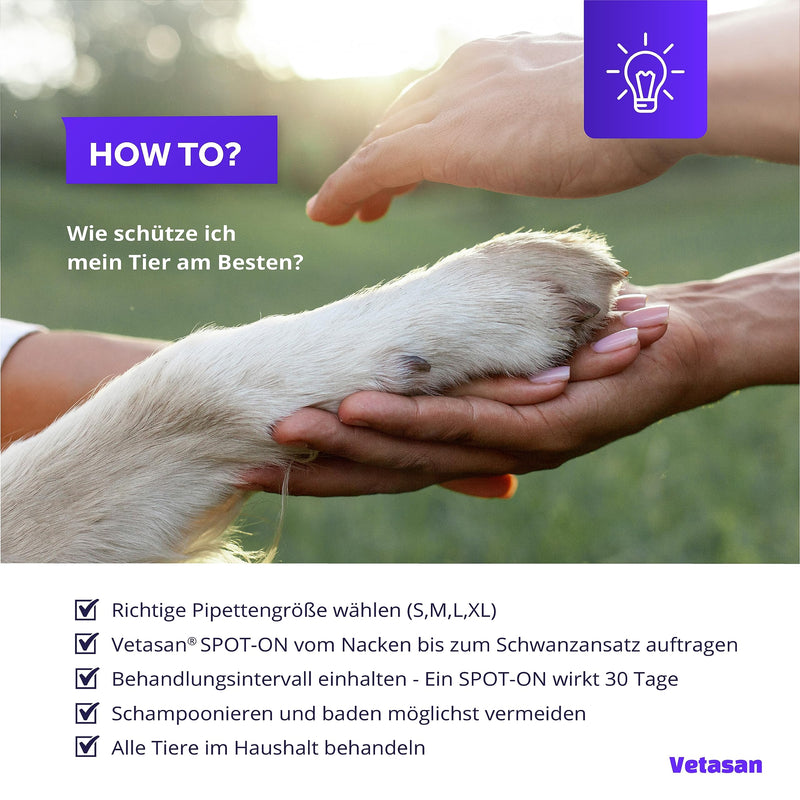Vetasan Spot-ON for dogs 20-30kg (L) | against fleas & ticks | 3 months protection | HIGHLY EFFECTIVE | Tick repellent for dogs tick protection | Dog flea treatment 20-30 kg (L) - PawsPlanet Australia