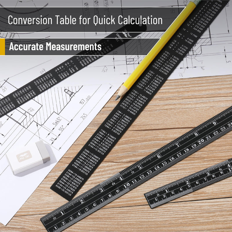 Mr. Pen- Stainless Steel Ruler, 4 pcs, 6", 8", 12", 14", Black, Imperial & Metric Measurements, Metric Metal Ruler Set, mm Ruler, Metal Rulers, Small Metal Ruler Metal Straight Edge, Centimeter Ruler 6, 8, 12, 14 inch