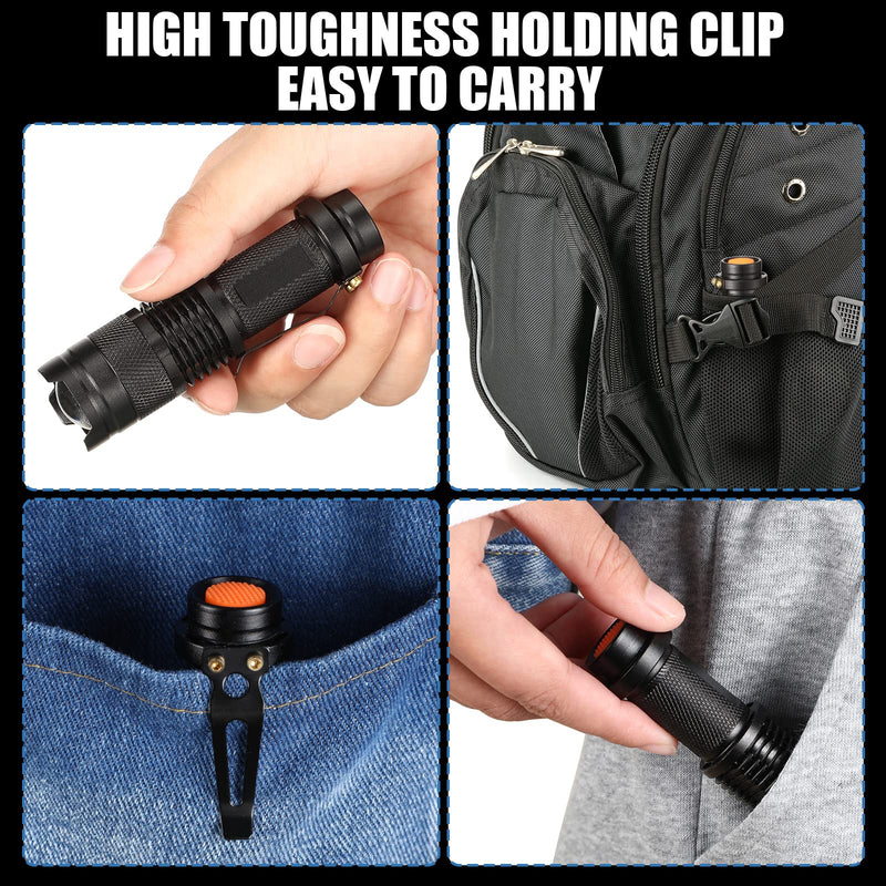 Fumete 20 Pieces LED Flashlight Mini 3 Mode Tactical Torch Small Water Resistant Pocket Flash Light Adjustable Focus Light Pen for Men, Father, Indoor Outdoor Hiking(Black) Black