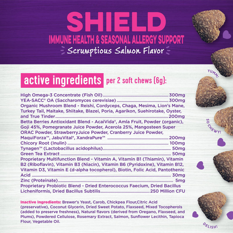 Wellness Salmon Flavored Soft Chew Immune & Allergy Supplements for Dogs, 45 Count Immunity/Allergy