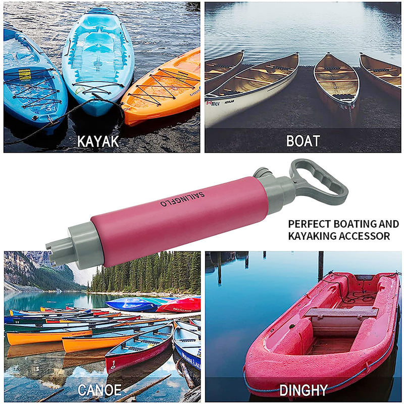 Kayak Manual Bilge Pump - Portable Hand Bailer, Emergency Siphon Pump for Boats, Canoe, Marine (16.5 Inch, Red)