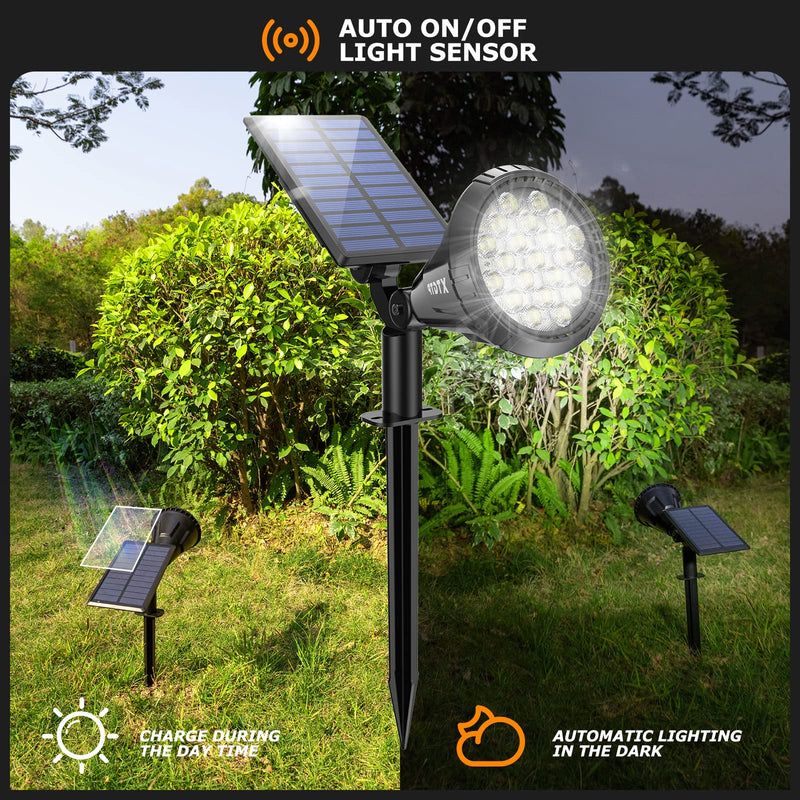 Solar Spot Lights Outdoor, 21 LEDs Solar Outdoor Lights Auto On/Off with 3 Modes, IP67 Waterproof Solar Yard Spotlight Landscape Lighting Garden Wall Lights, 2-in-1 Solar Powered Lights, 2Pack 2 Pack Cool White - NewNest Australia