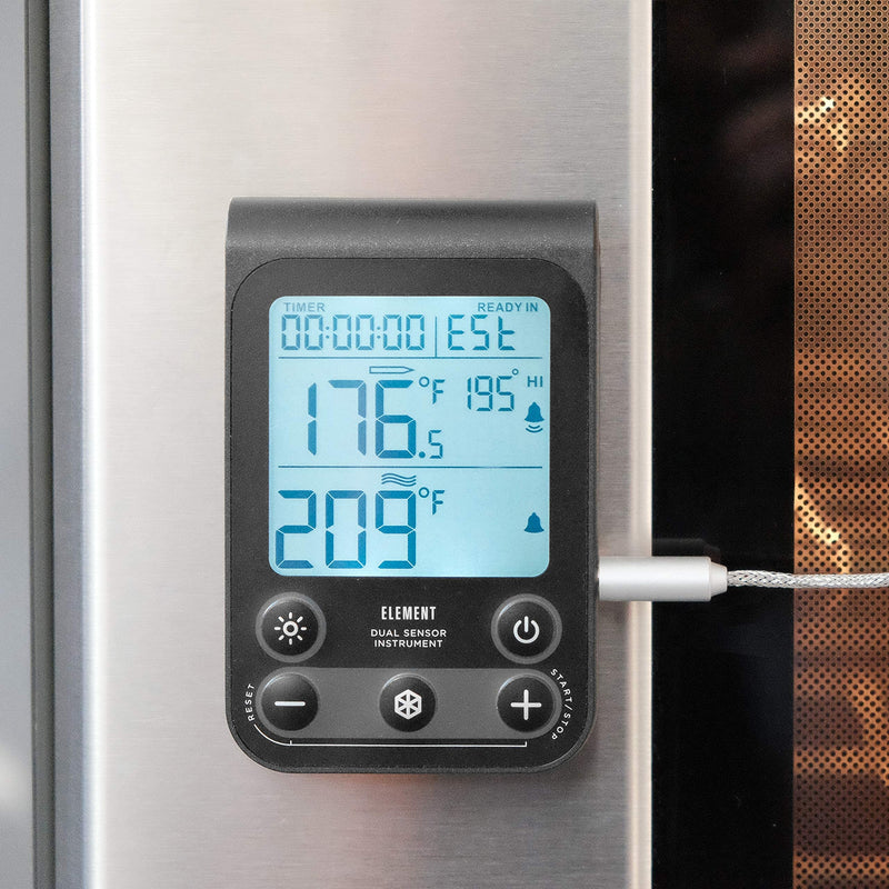 Lavatools OVT02 Element Digital Oven Thermometer for Oven, Grill, and Smoker Includes Dual-Sensor Stainless Temperature Probe Carbon