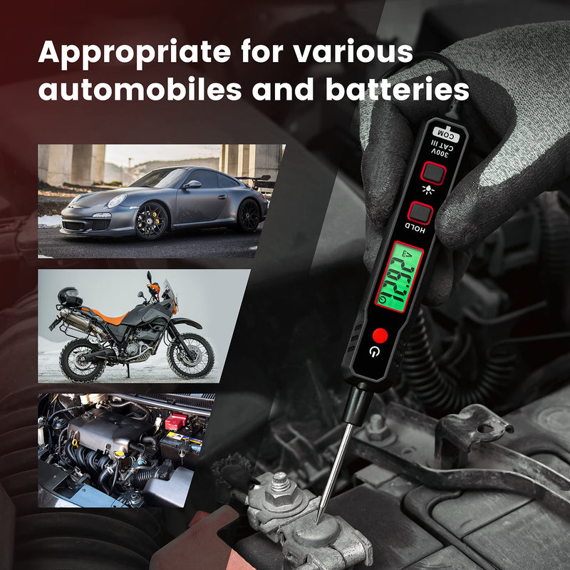 KAIWEETS 0.8V-100V DC Smart Automotive Test Light, Buzzer Circuit Tester with Sharp Probe, Bidirectional Voltage Tester with Flashlight, Electric Test Pen for Car Battery Polarity Continuity Fuses