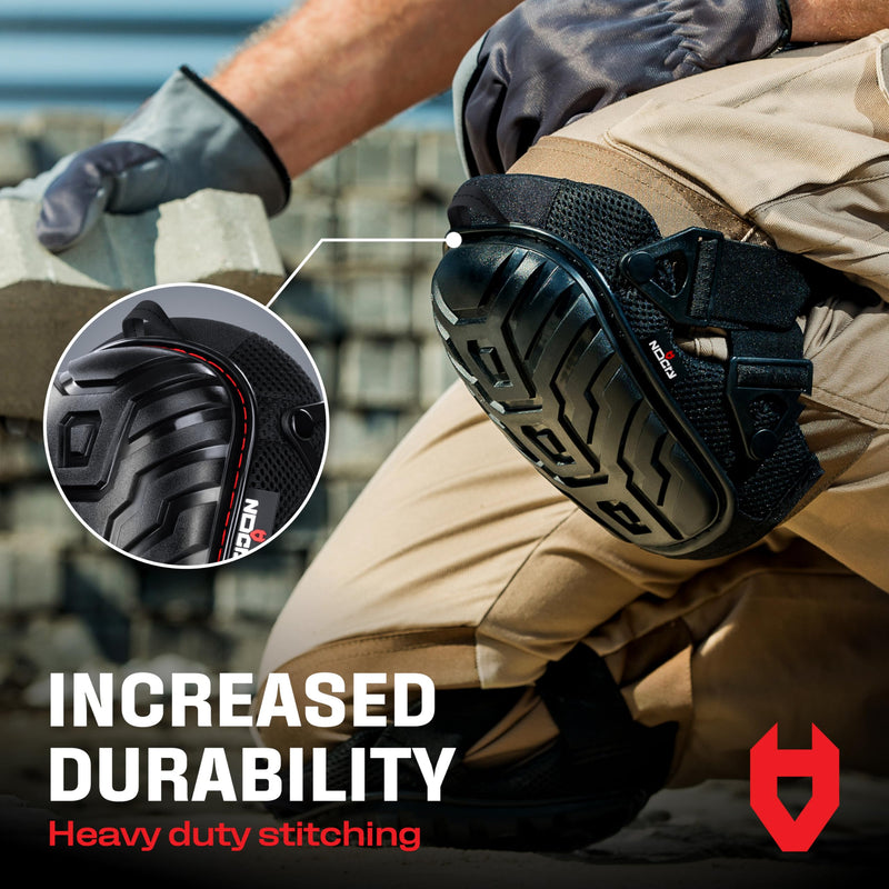 NoCry Professional Gel Knee Pads for Work with Soft Foam and Gel Cushion — Heavy Duty Cap, Reinforced Adjustable Straps, Military-Grade Rivets and Built-in Hang Loops — Perfect for Construction Large / X-Large (from 176 lbs) Original