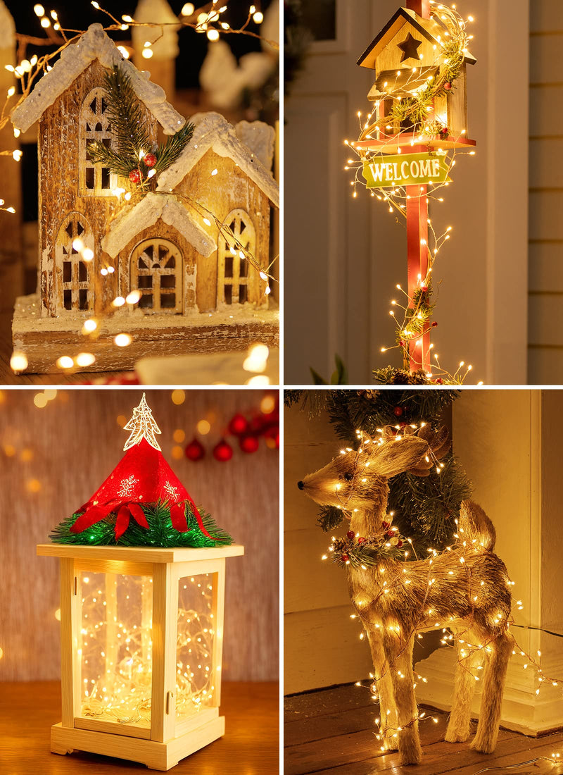 10Feet Battery Operated Fairy Lights, 120LEDs Firecracker String Lights Waterproof Silver Wire Starry Firefly Lights for DIY Wreath Home Weeding Indoor Outdoor Christmas Decorations, Warm White 10 Feet