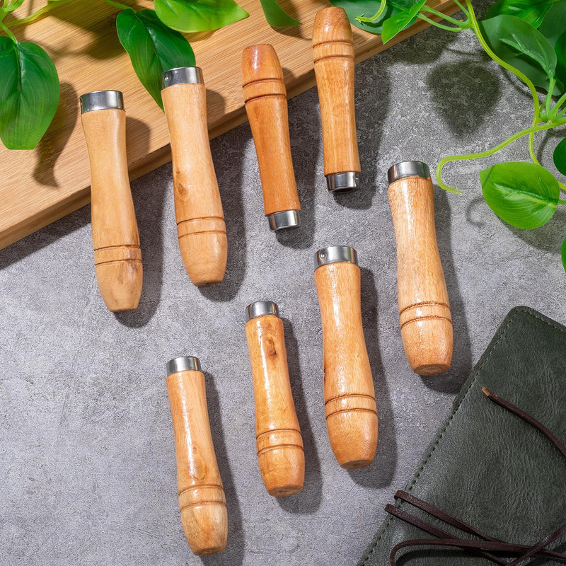 Wooden File Handle with Metal Collars 10pcs, 5pcs Medium Wooden Handle for 6"-8" File & 5pcs Large Wood Handle for 10"-12" File